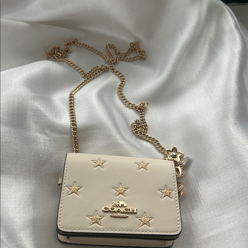 Coach Boxed Mini Wallet On A Chain With Star Print - Picture 3 of 8